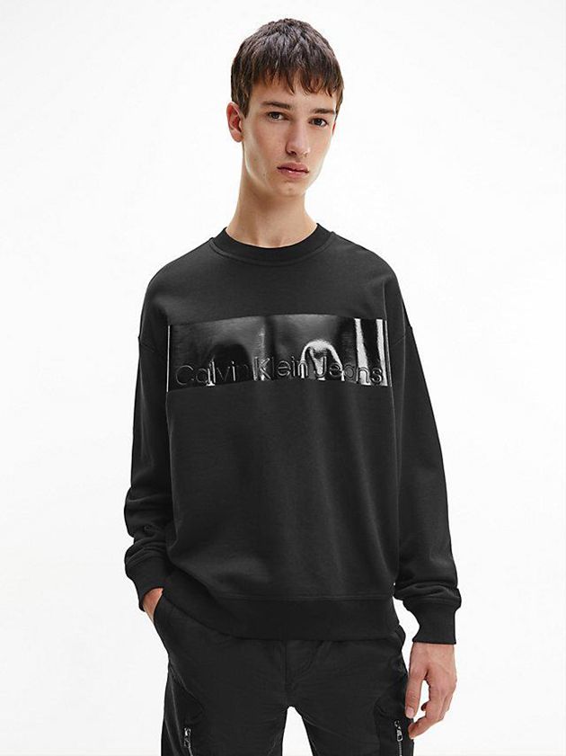 Calvin Klein USA Relaxed Gloss Logo Mens Sweatshirt Black 0286347-LA